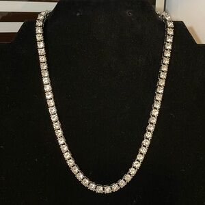 Silver tone and Rhinestone Infinity Necklace